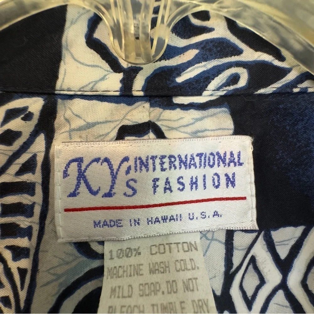Ky's Made In Hawaii Aloha Hawaiian Short Sleeve Button Up Shirt Blue Floral 2XL - Picture 3 of 16